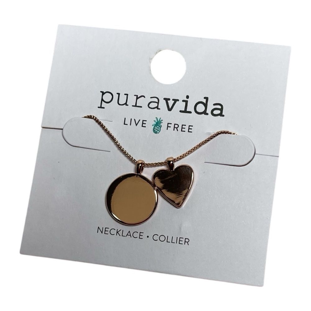 Pura Vida Rose Gold Engravable Layered Pendant Necklace NWT
